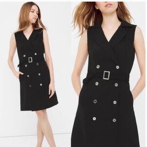 White House Black Market Black Sheath Dress with Notched Collar